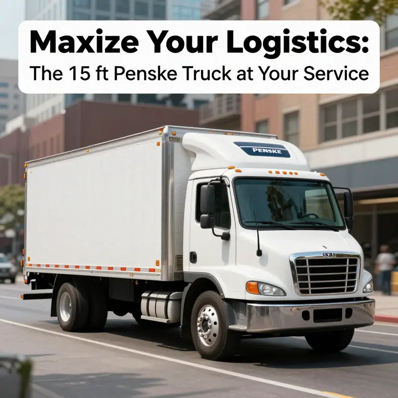 A 15 ft Penske truck in an urban environment, symbolizing its utility for business logistics.