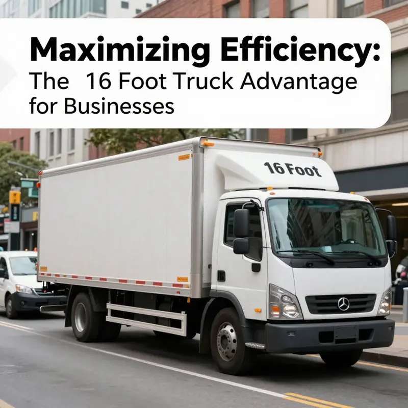A practical visual representation of a 16 foot truck in an urban environment, illustrating its excellent maneuverability.