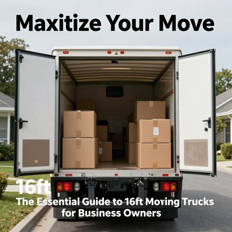 Interior view of a 16ft moving truck showcasing its capacity and usage.