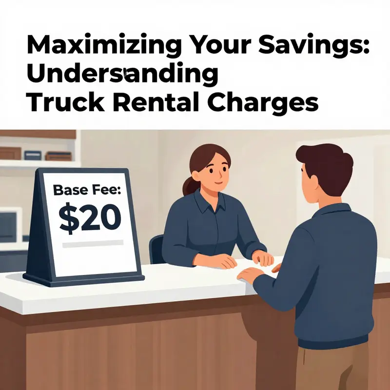 Illustration depicting the base charge structure in a truck rental company.