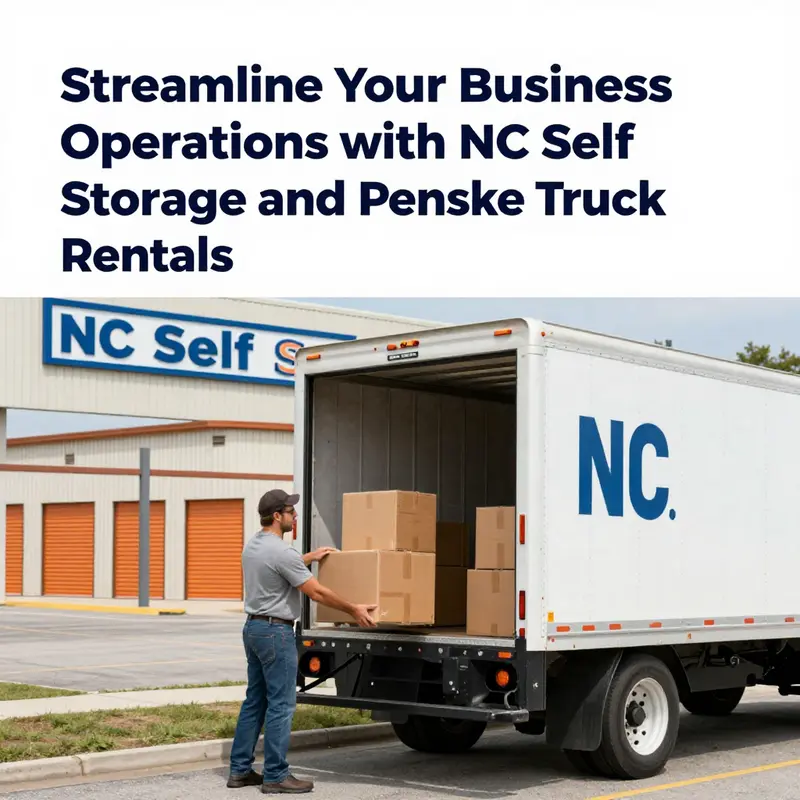 Overview of NC Self Storage and Penske Truck Rentals facility showcasing their integrated services.