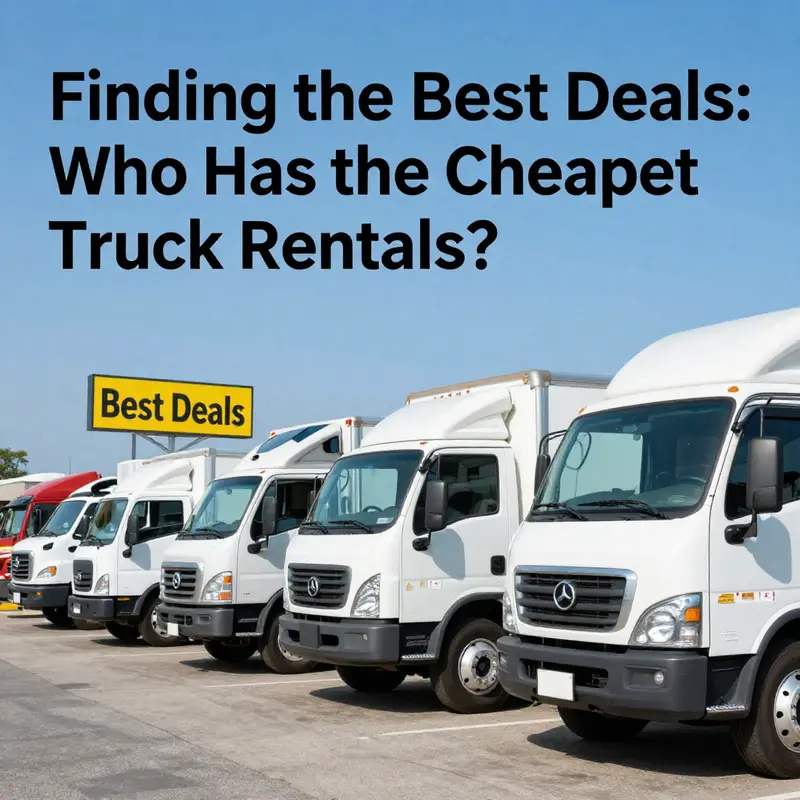An image showing a fleet of diverse trucks available for rent in an outdoor setting.