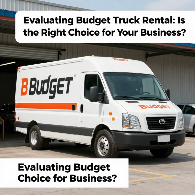 A Budget Truck parked at a loading dock, emphasizing truck rental services.
