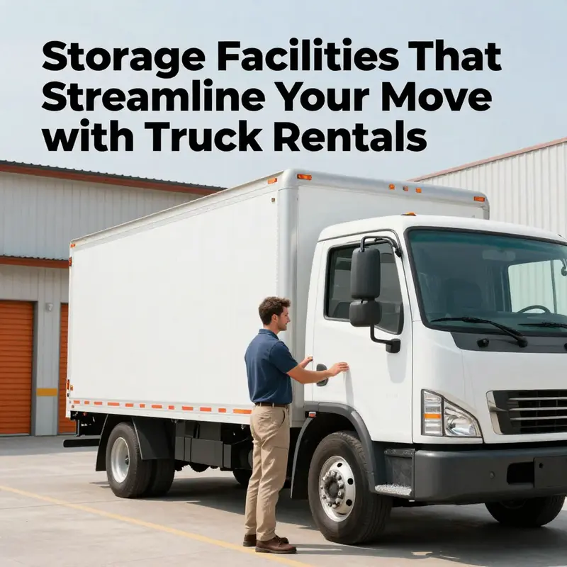 A business owner coordinating their move, utilizing a moving truck from a storage facility, highlighting the streamlined process.