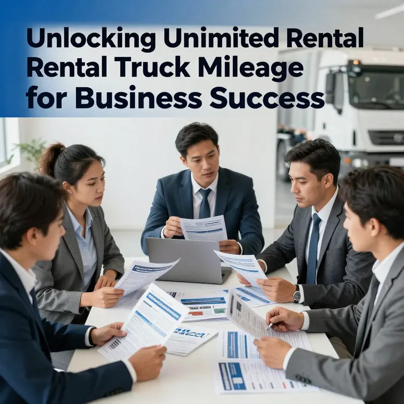 Business owners exploring the features of an unlimited mileage rental truck.