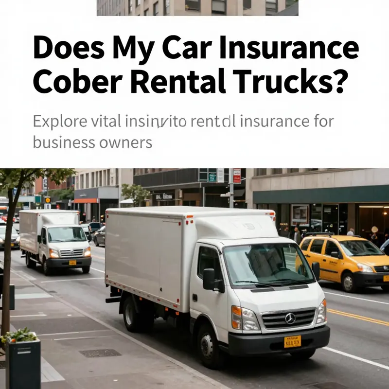 A vibrant city scene with rental trucks parked on the street, symbolizing the rental truck industry.