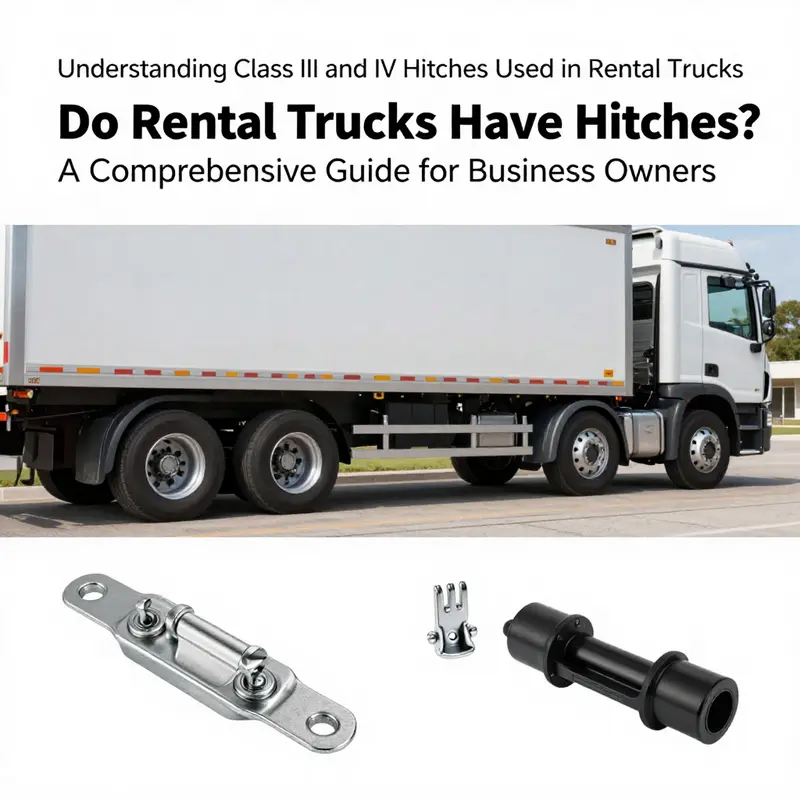 A U-Haul truck displaying the standard hitch available on all pickup rentals.