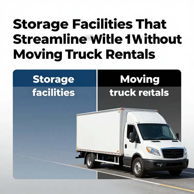 A diverse array of moving trucks available for rental at a storage facility, representing options for various moving needs.