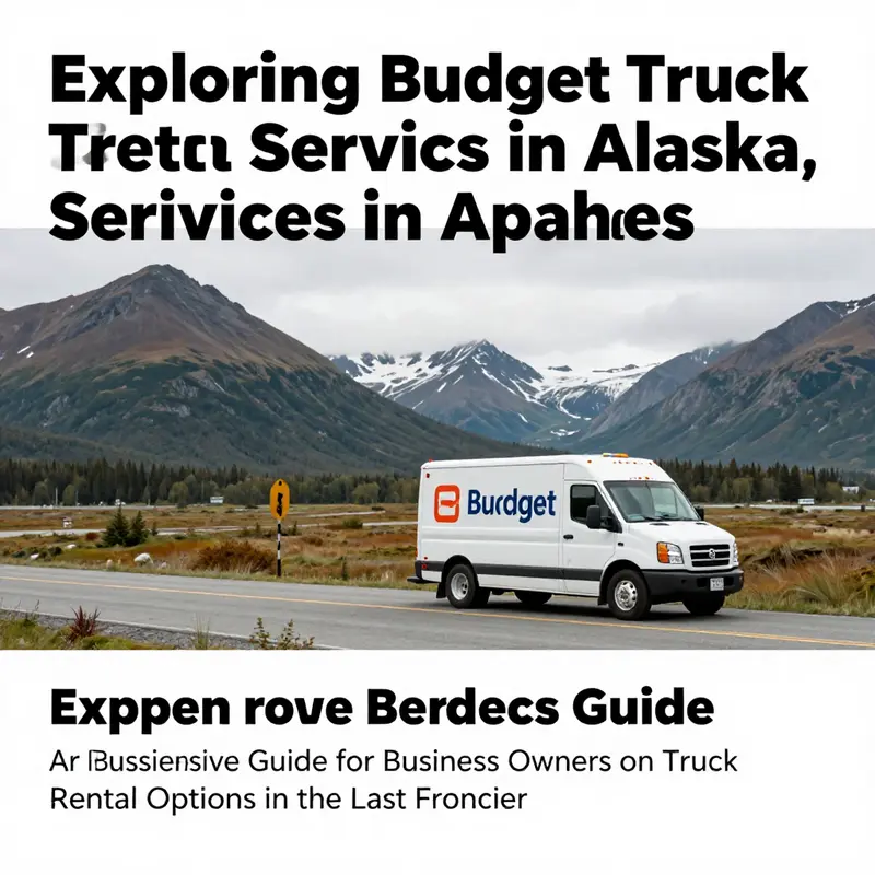 A wide-angle view of Alaskan landscape featuring a Budget Truck Rental truck, illustrating transportation in Alaska.
