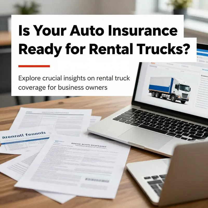 An office full of truck rental documents and a laptop, showcasing the importance of rental truck insurance.