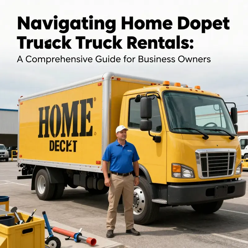 Business owner with a Home Depot truck, emphasizing the utility of truck rentals for businesses.