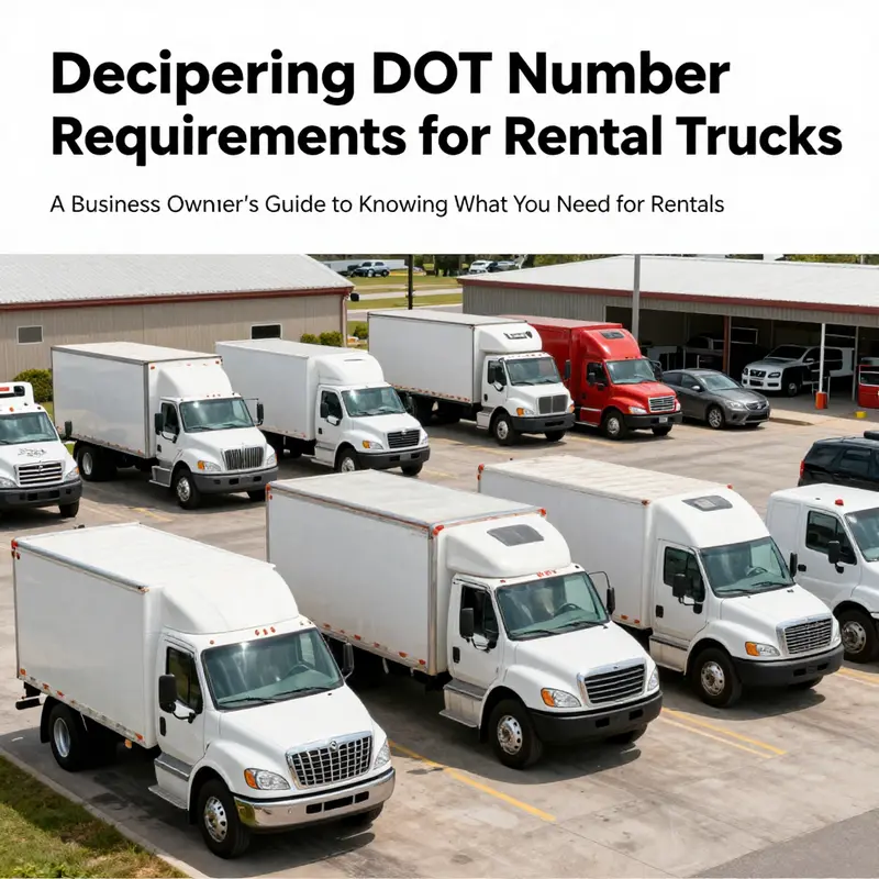 A collection of rental trucks at a rental service illustrating the range of vehicles available for business use.