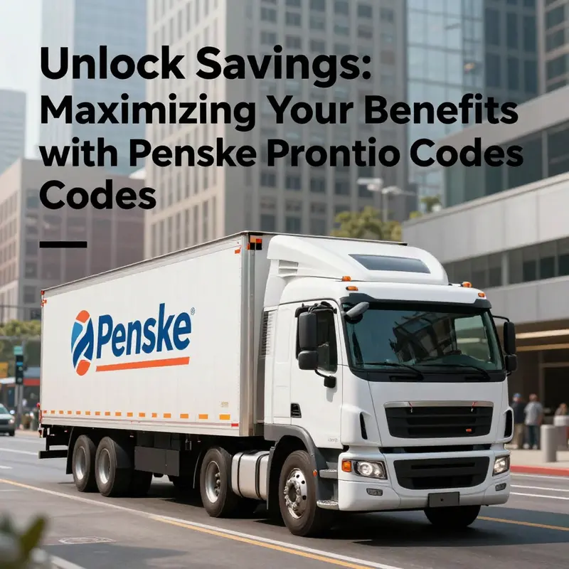 A truck driving through a cityscape, symbolizing business logistics and the effectiveness of Penske promotion codes.
