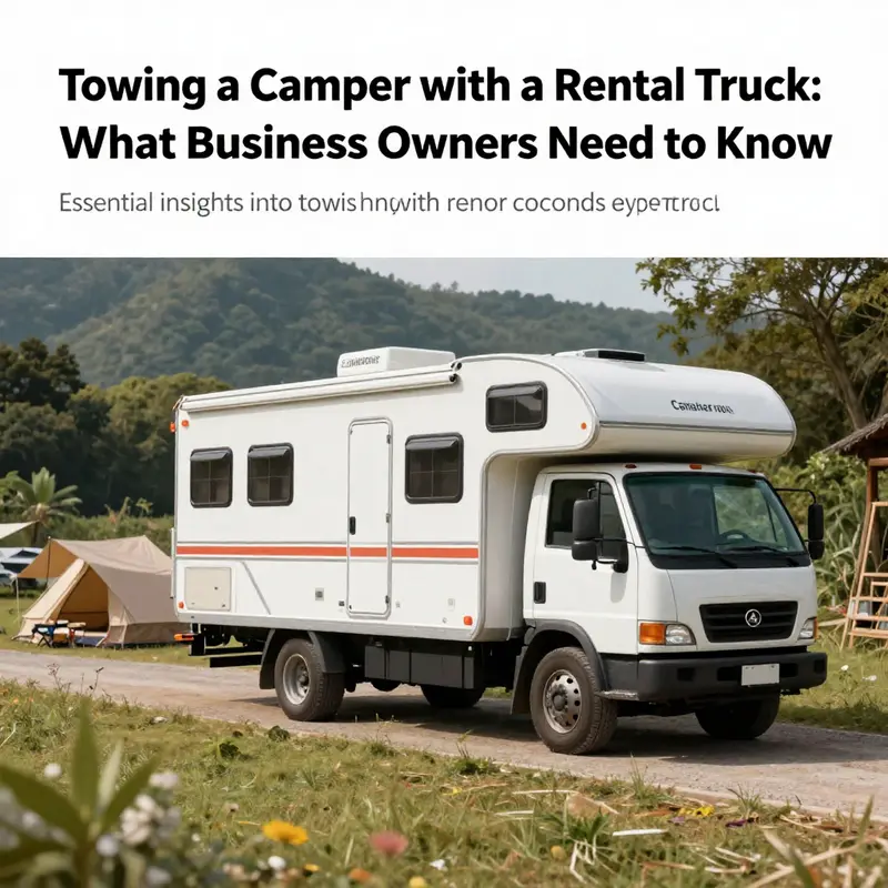 A rental truck with a camper enjoying a picturesque view at a campsite.