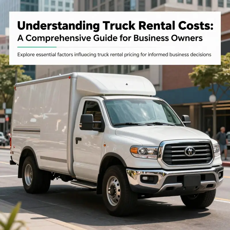 An image of a pickup truck in an urban landscape, symbolizing the concept of truck rental for businesses.