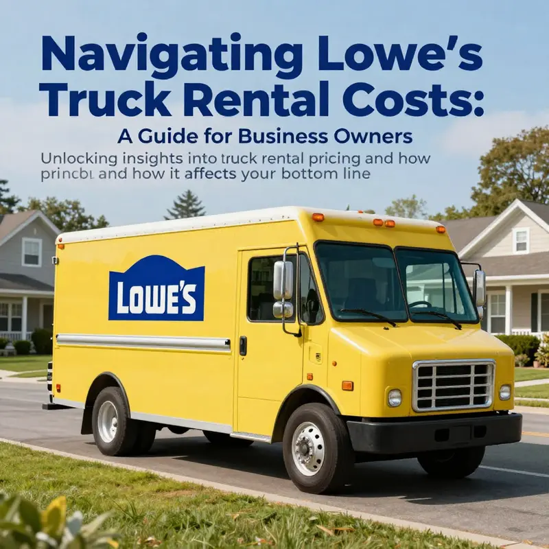 A Lowe's rental truck parked in a suburban landscape, highlighting business transportation solutions.