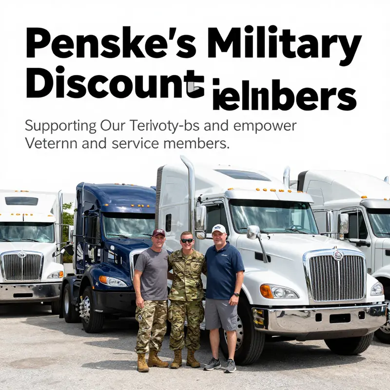 An engaging scene with military families and Penske trucks, accentuating support for veterans and active military members.