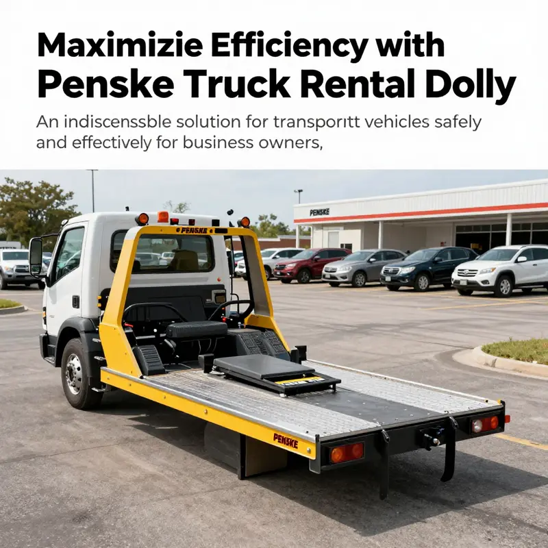 A Penske Truck Rental Tow Dolly ready for vehicle transport, highlighting its design.