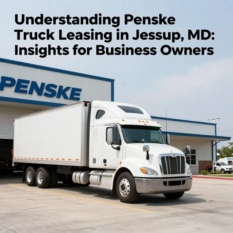 A Penske truck parked in front of the Jessup, MD, facility, illustrating the company's logistics and truck rental services.
