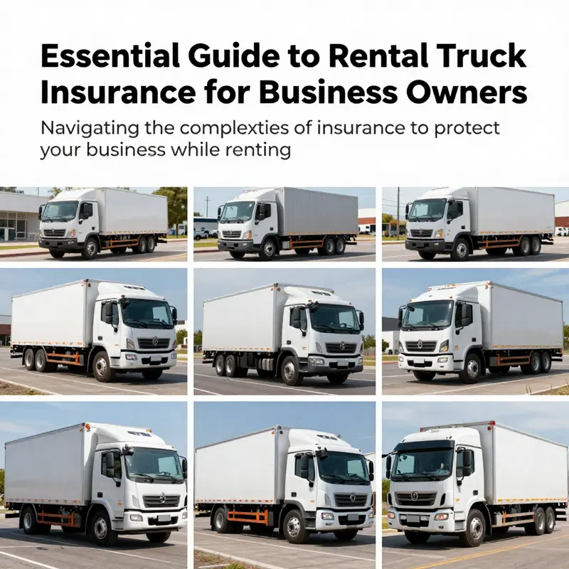 A collage showing various rental trucks used in business contexts, emphasizing the need for insurance.
