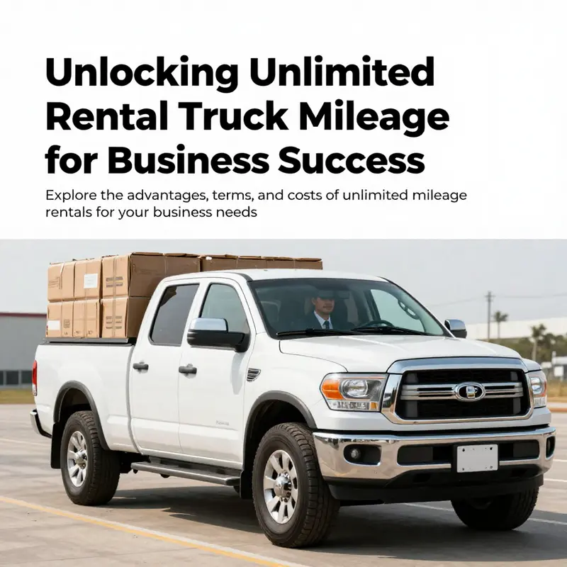 A confident business owner driving a rental pickup truck loaded for a long-distance job.