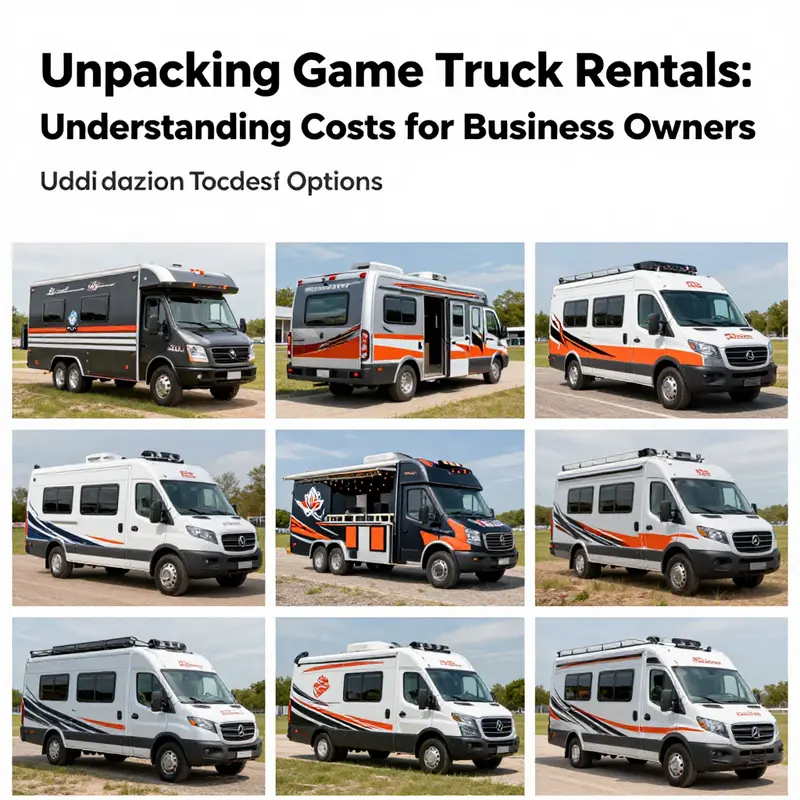 A breakdown of game truck rental prices highlighting the basic features included.