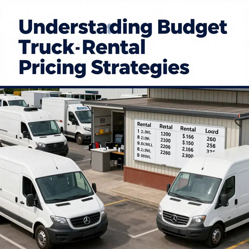 Various trucks on display with daily rental prices posted, indicating the range of costs business owners might expect.
