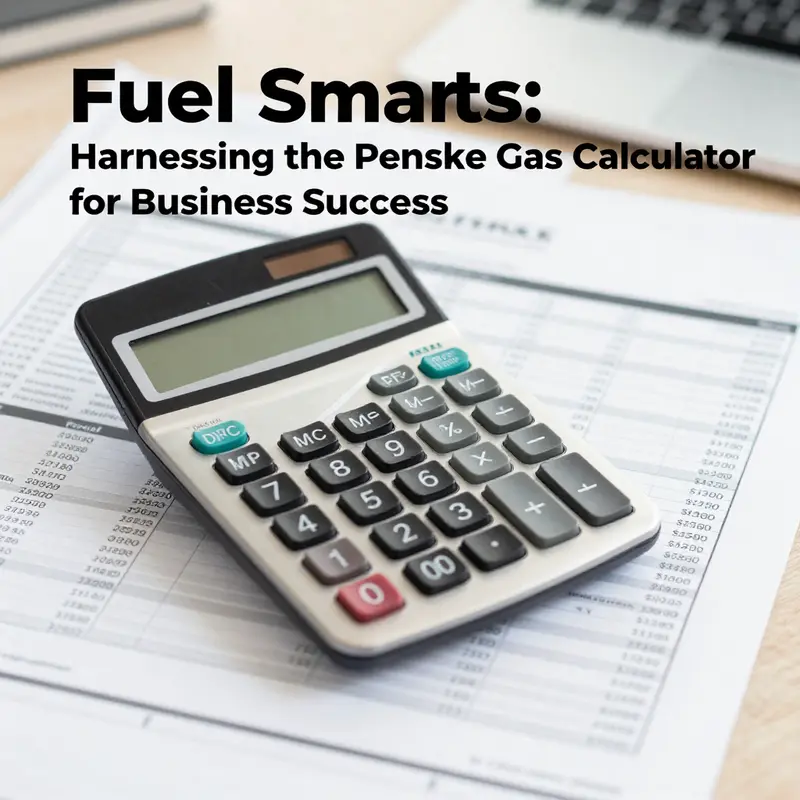 The Penske Gas Calculator interface showing estimated fuel expenses for a hypothetical route.
