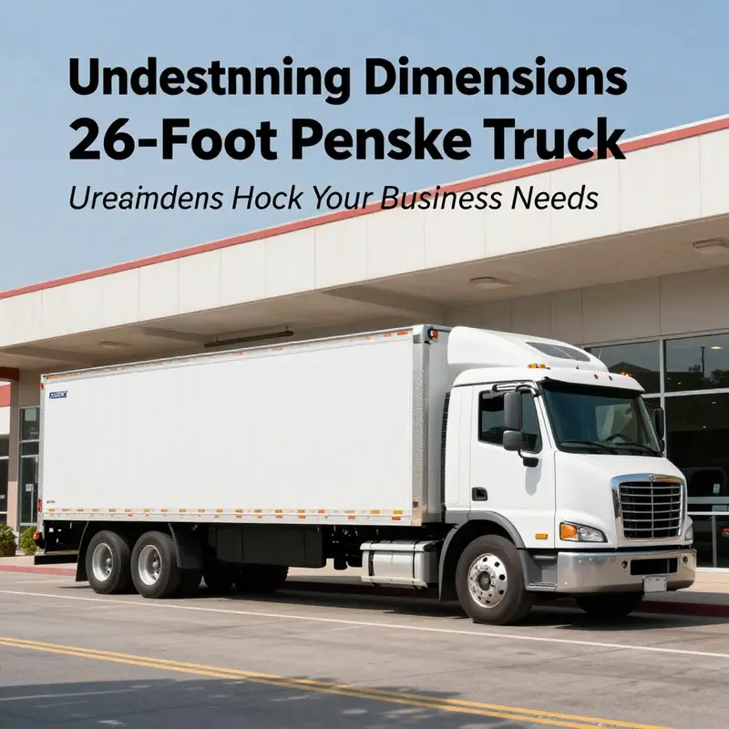 A visual representation of the external dimensions of the 26-foot Penske truck in an urban environment.