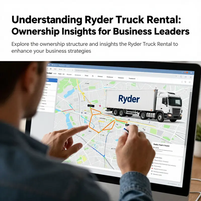 A professional examining truck rental operations on a digital interface featuring Ryder Truck Rental branding.