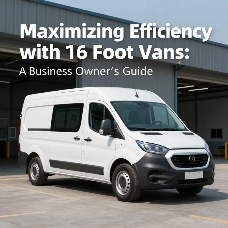 Technical specifications of a 16 foot van highlighting its dimensions and cargo space.