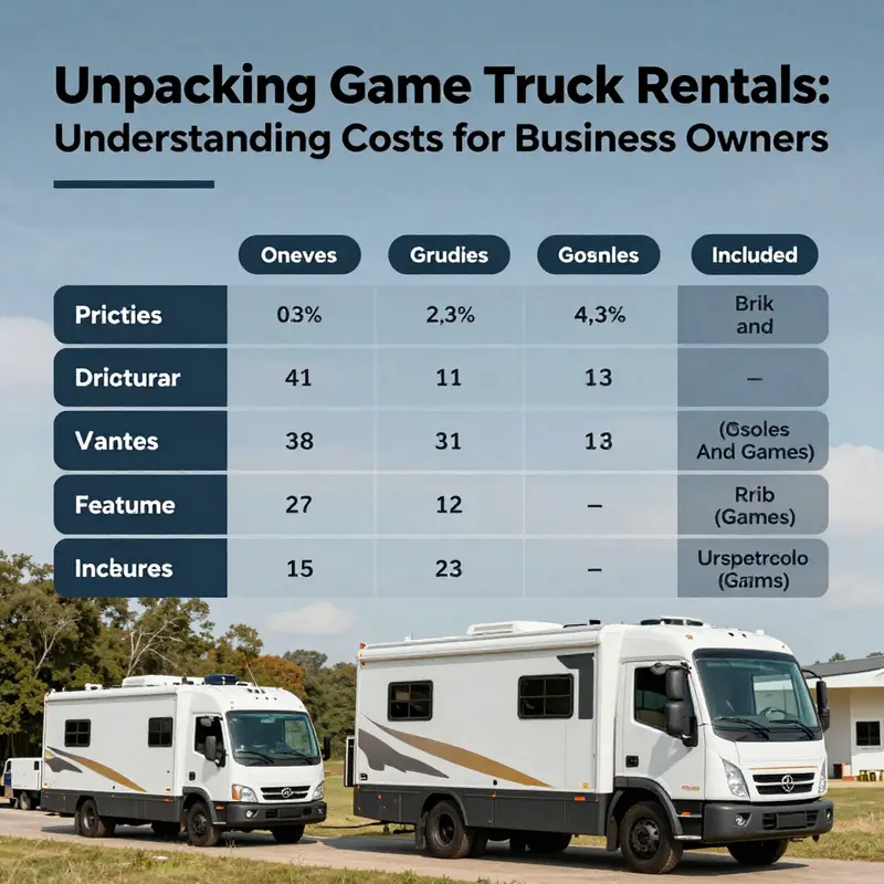 A breakdown of game truck rental prices highlighting the basic features included.