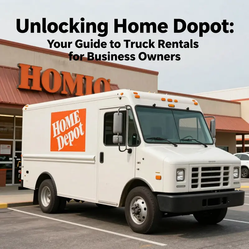 Home Depot truck parked at the store entrance, ready for rental.