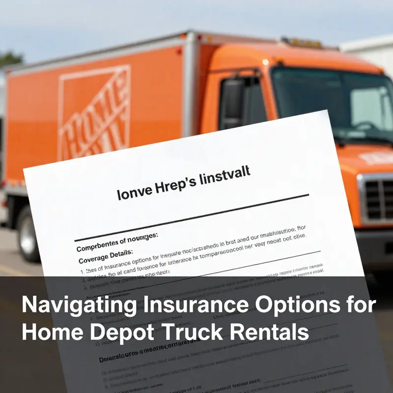 Home Depot’s truck rental center highlighting various insurance options for renters.