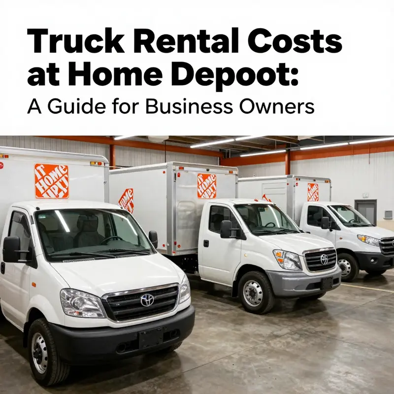 Home Depot’s truck rental pricing board displaying options available for business rentals.