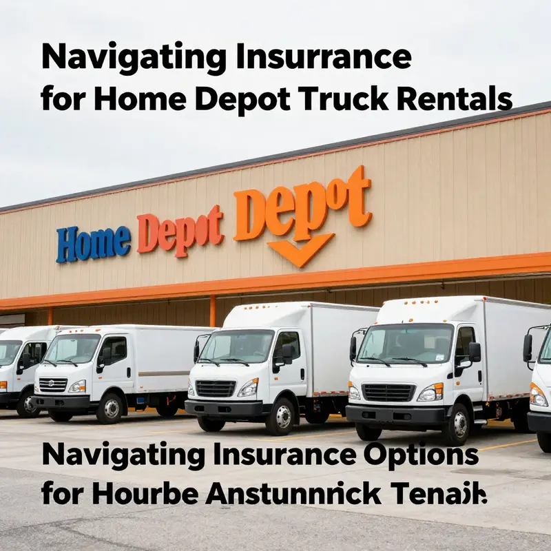 Home Depot’s truck rental center highlighting various insurance options for renters.