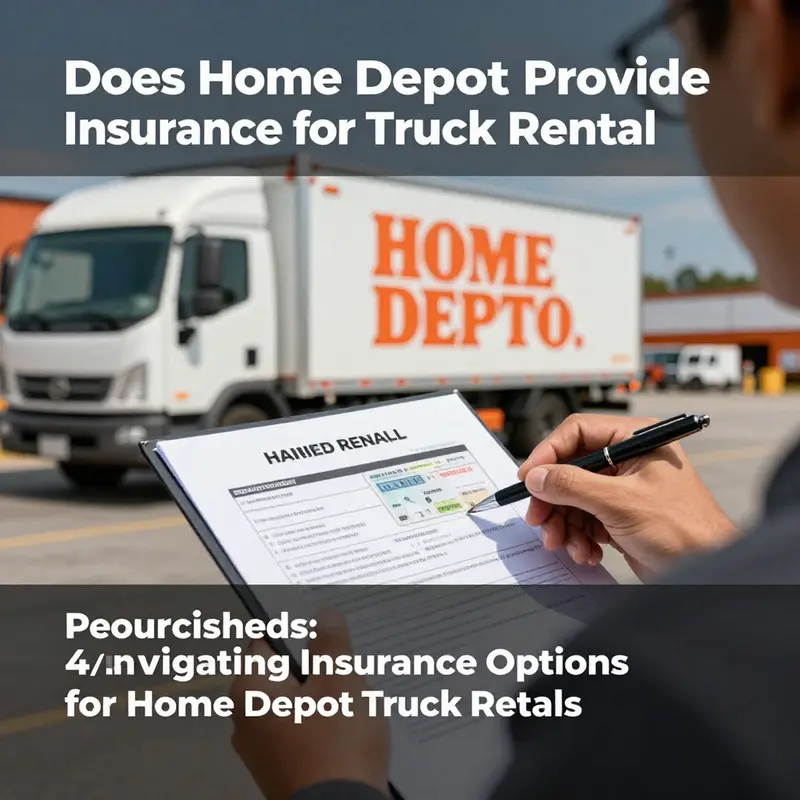 Home Depot’s truck rental center highlighting various insurance options for renters.