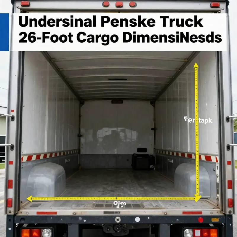 A visual representation of the external dimensions of the 26-foot Penske truck in an urban environment.