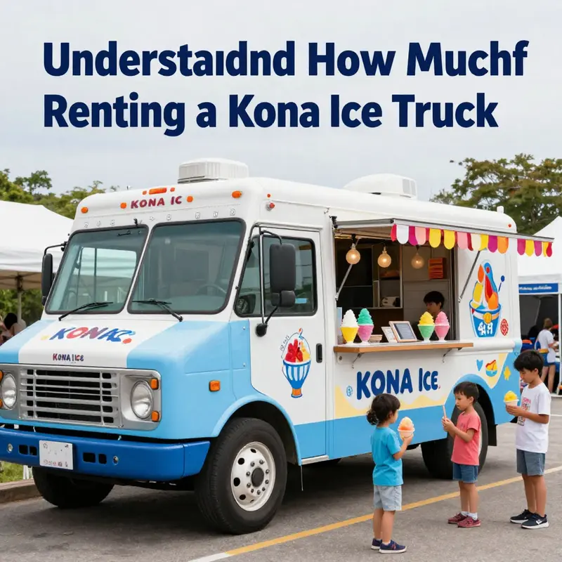 A Kona Ice truck serving happy customers at a community festival.