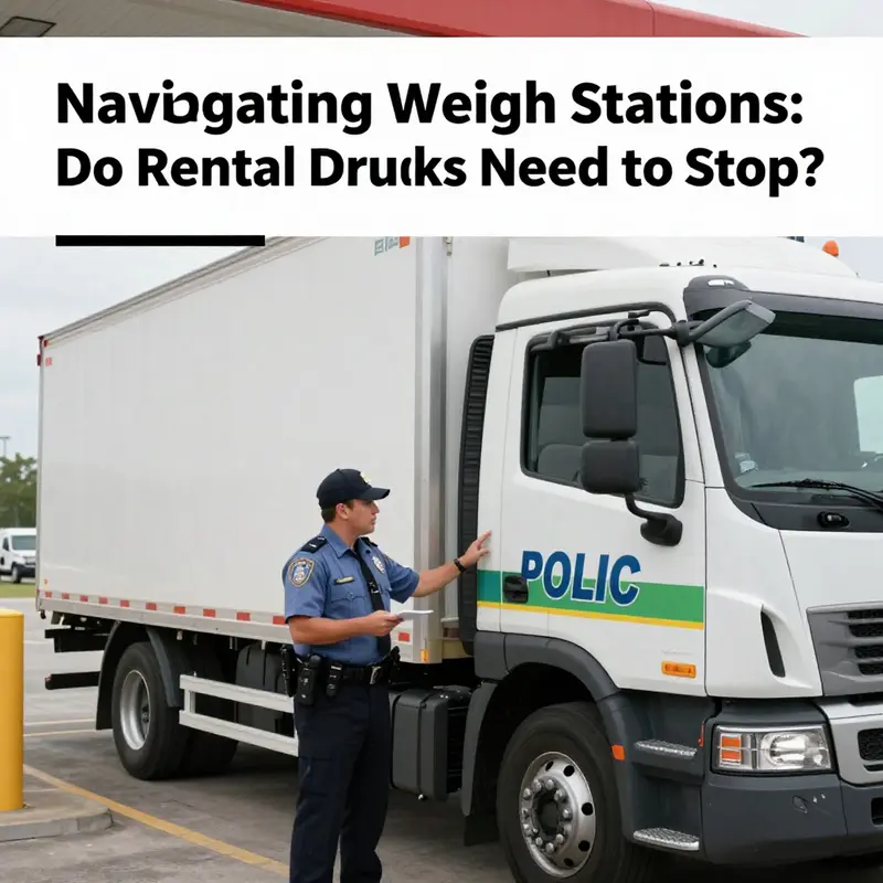 An overview of a weigh station where rental trucks may or may not be required to stop.