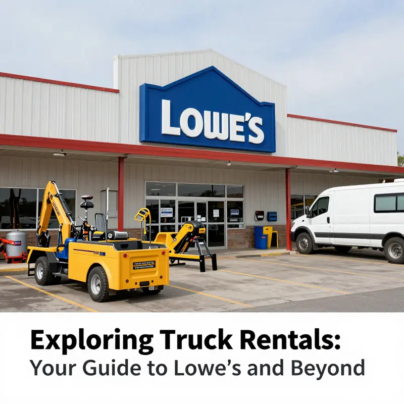 Lowe’s rental center, emphasizing their tool and equipment offerings without truck rentals.