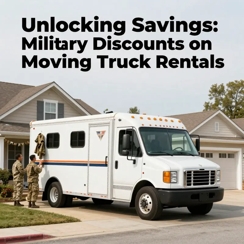 A moving truck in front of a home, symbolizing military discounts for relocation.