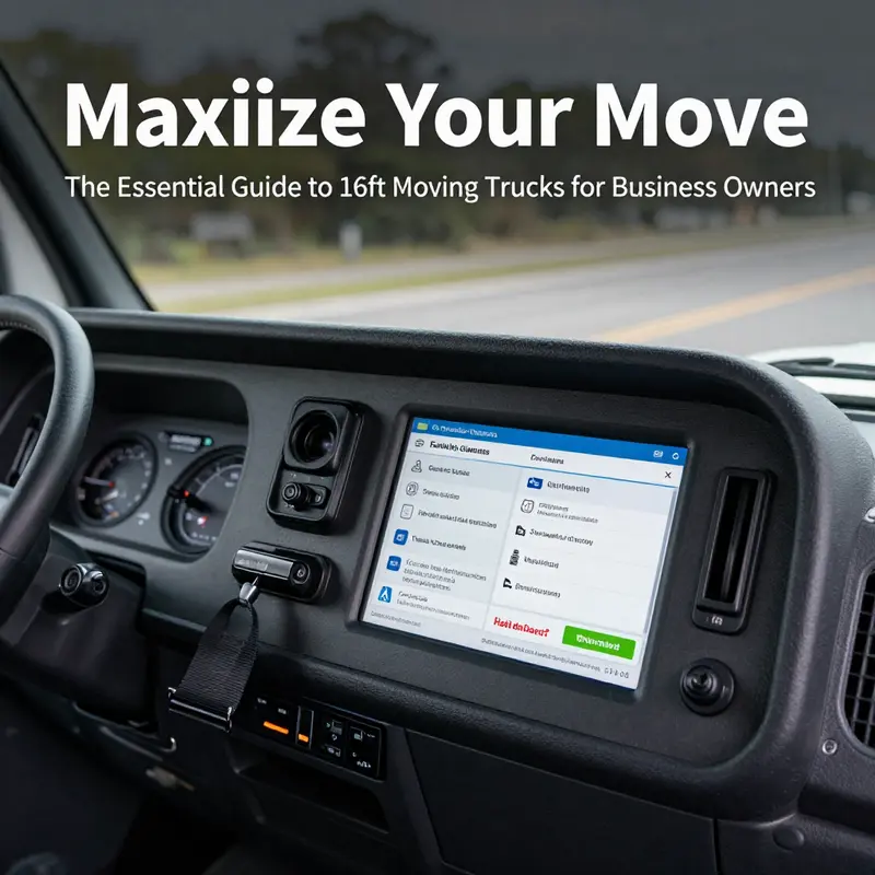 Interior view of a 16ft moving truck showcasing its capacity and usage.