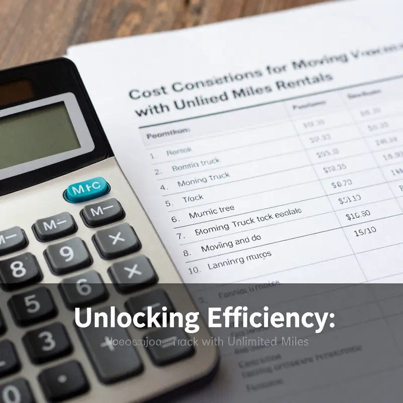 A selection of moving trucks highlighting various options for unlimited mileage rentals.