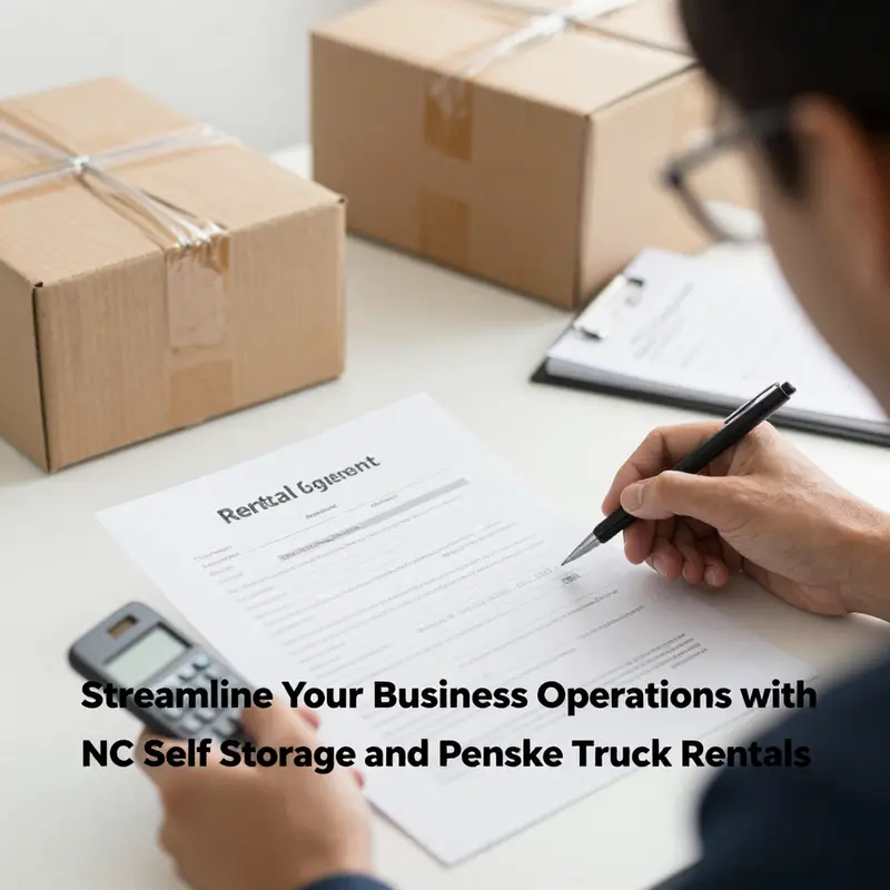 Overview of NC Self Storage and Penske Truck Rentals facility showcasing their integrated services.