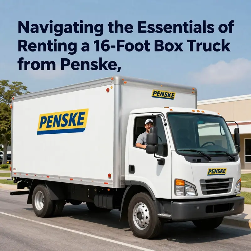 Specifications and features of the 16-foot box truck from Penske, illustrating its spacious interior and urban mobility.