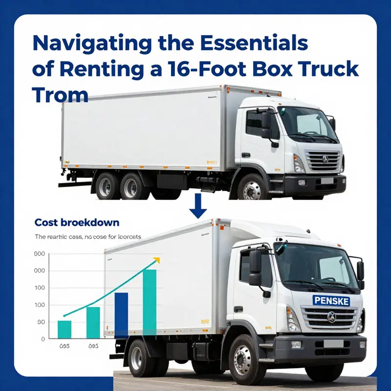 Specifications and features of the 16-foot box truck from Penske, illustrating its spacious interior and urban mobility.