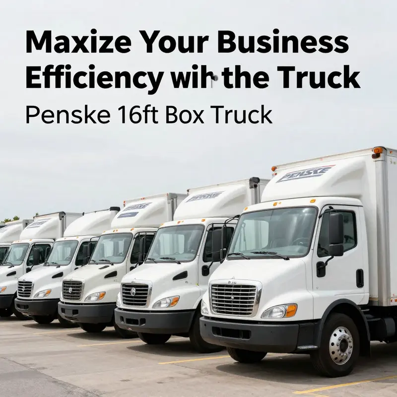 Fleet of Penske 16ft box trucks ready for business operations.