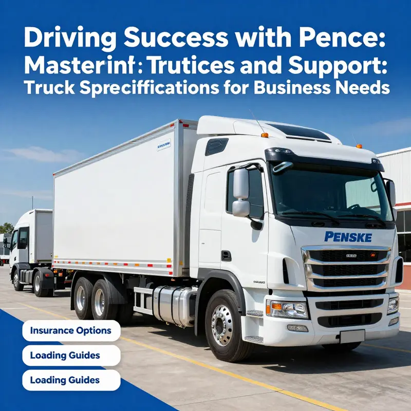 A lineup of different Penske truck models representing the varied options for business rentals.