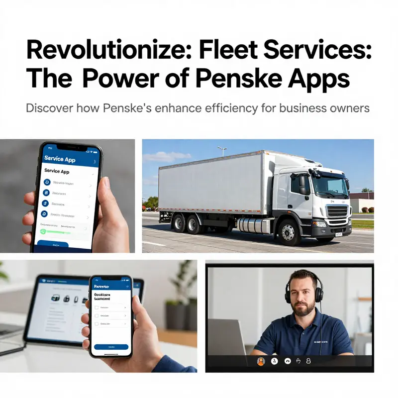 A collage showing users engaging with various Penske apps.